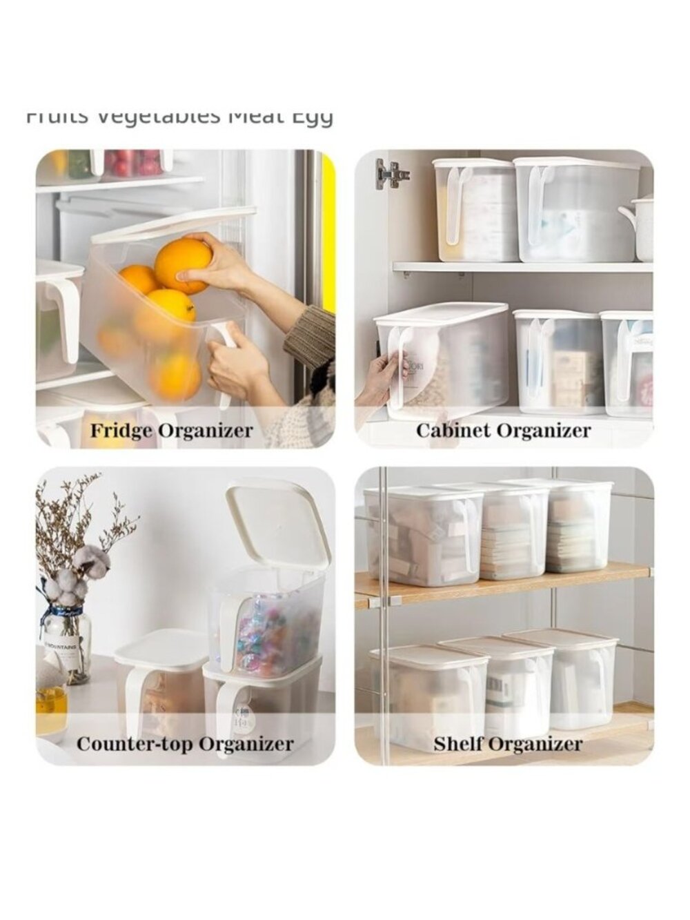 4-Pack 4.5L Plastic Storage Containers Lids Stackable Refrigerator Organizer - Picture 5 of 9